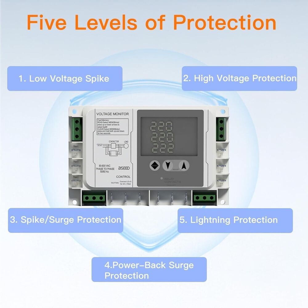 BSEED Heavy Duty Wiring Surge Protector with LED Display & Light Indicator 220V